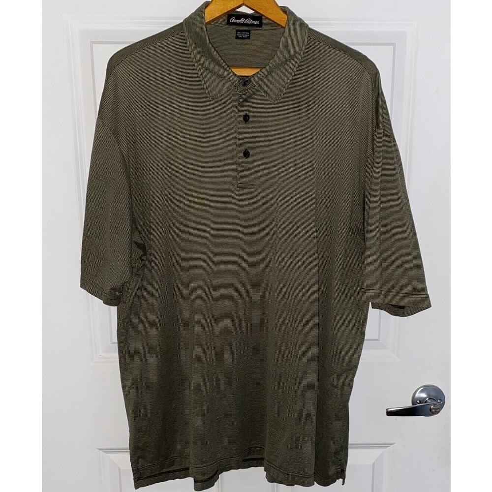 ARNOLD PALMER Polo Golf Shirt Green Stripe Size XXL